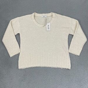 NA-KD Knitted Sweater Women M Ivory Scoop Neck Pullover NWT